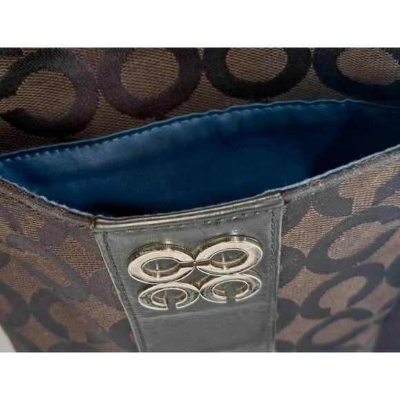 COACH Madison OP Art Signature Logo Black Silver Crossbody Bag Purse - Picture 5 of 12
